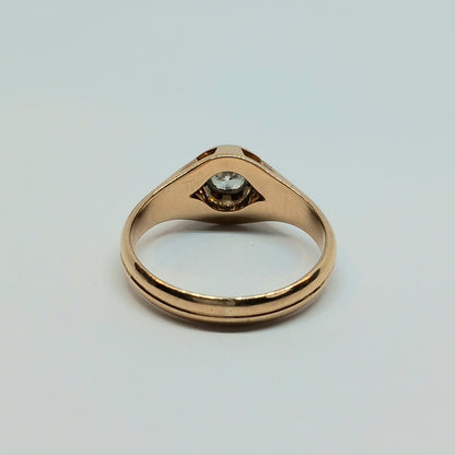 Zlatý prsten s briliantem starožitný Rakousko-Uhersko