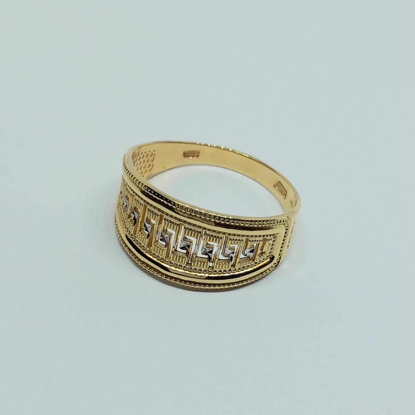 Zlatý prsten 14k 585/1000 - zlato žluté a bílé - jako nové - vel. 62