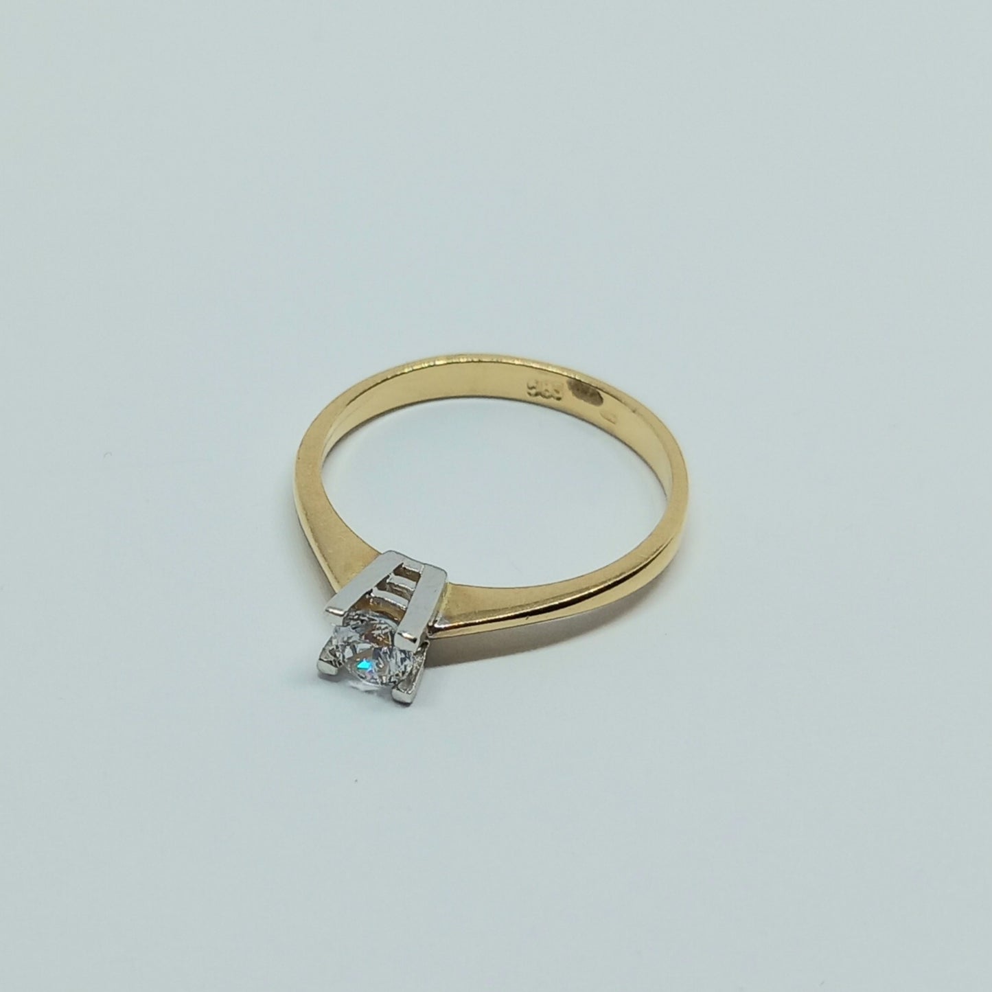 Zlatý prsten 14k 585/1000 - zlato žluté a bílé - nové - vel. 56