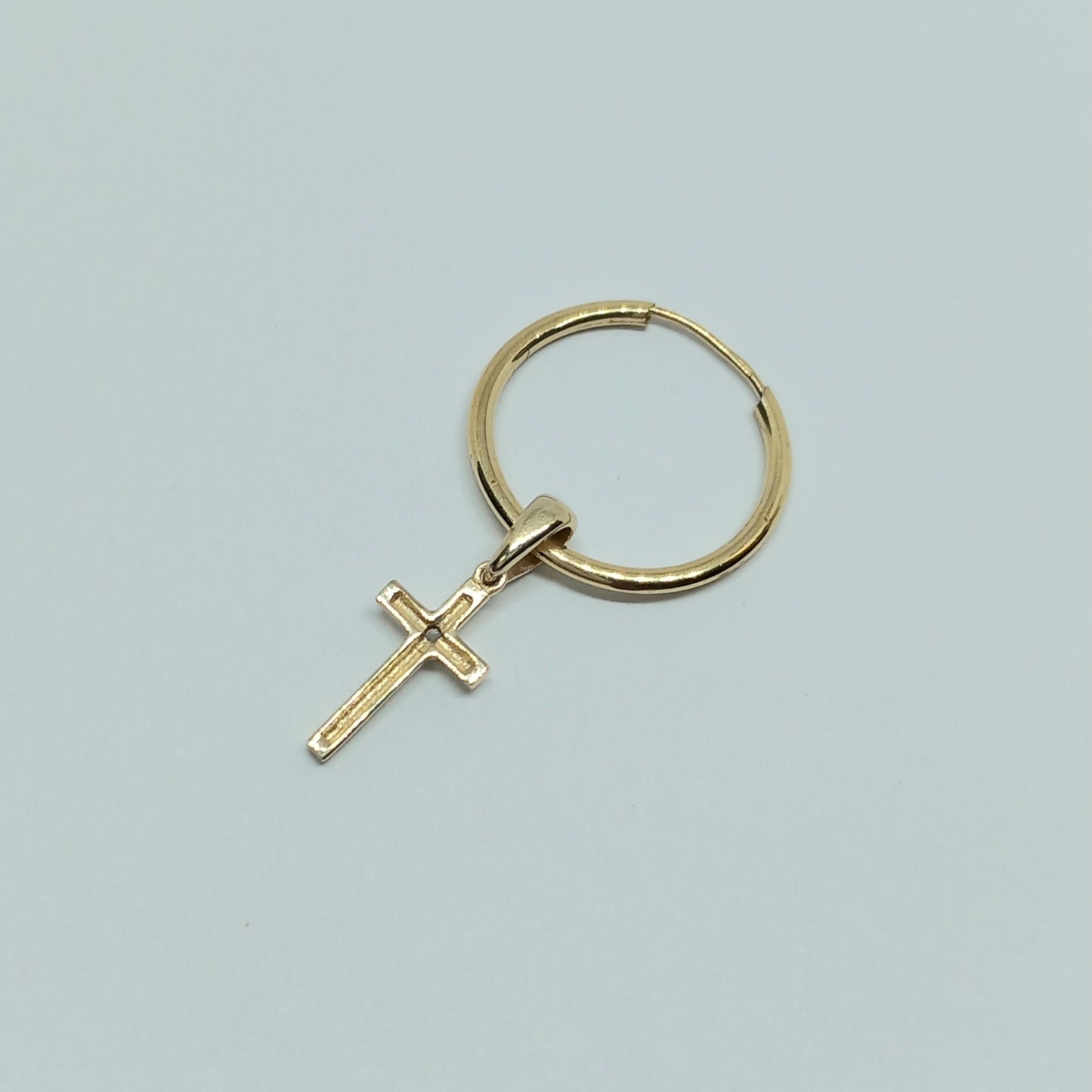 Zlaté náušnice 14k 585/1000 Kruh a Kříž - zlato žluté - použité