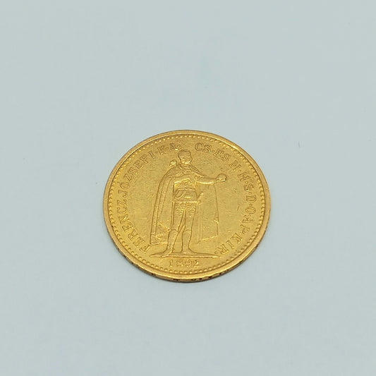 Zlatá mince Desetikoruna Františka Josefa I. Uherská ražba 1892 KB