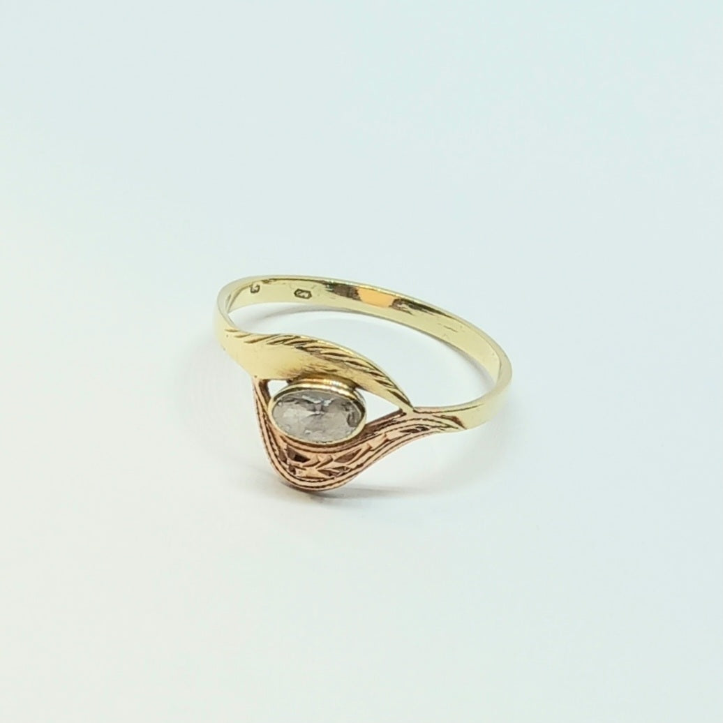 Zlatý prsten 14k 585/1000 - zlato žluté a růžové - použité - vel. 54