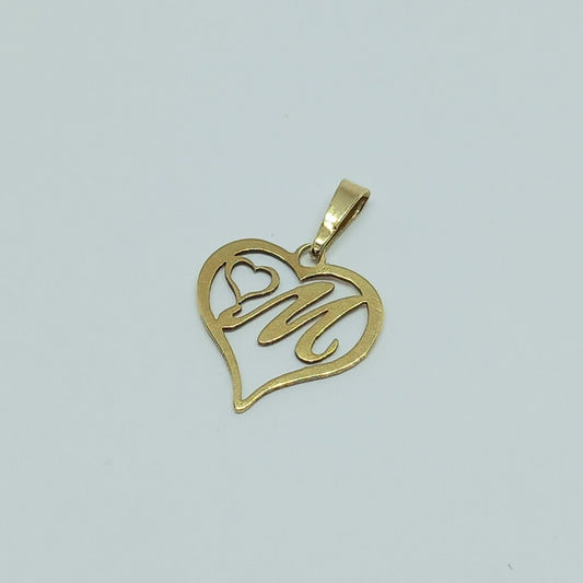 Zlatý přívěšek písmeno M a Srdce