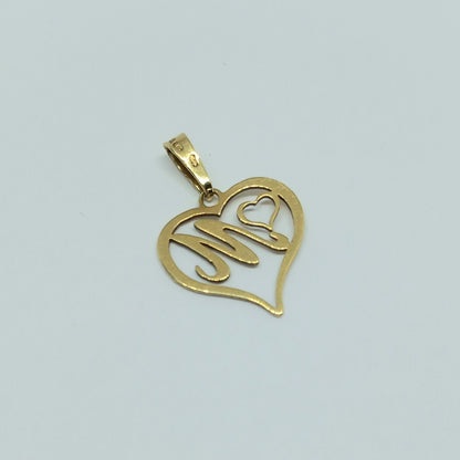 Zlatý přívěšek písmeno M a Srdce