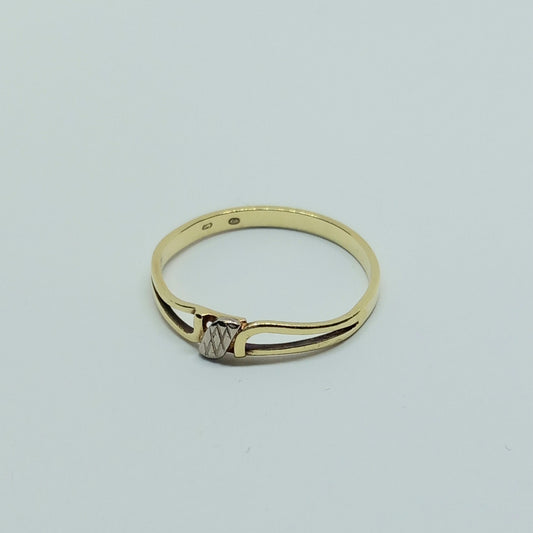 Zlatý prsten 14K 585/1000 - zlato žluté s bílým - použité - vel. 58