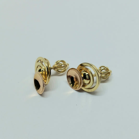 Zlaté náušnice 14K 585/1000 na šroubek - zlato žluté a červené - použité