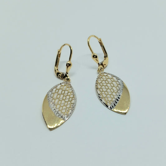 Zlaté náušnice 14k 585/1000 visací - zlato žluté a bílé - nové