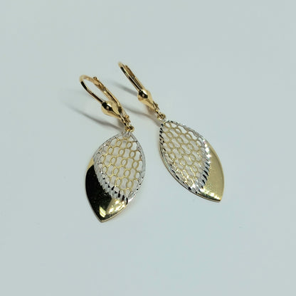 Zlaté náušnice 14k 585/1000 visací - zlato žluté a bílé - nové