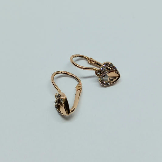 Zlaté náušnice 14k 585/1000 Srdce - visací - dětské -zlato červené - použité