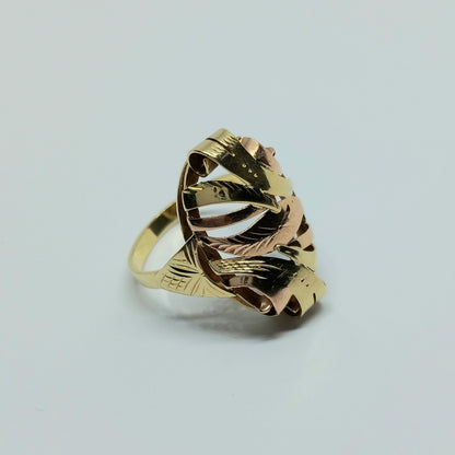 Zlatý prsten 14k 585/1000 - zlato žluté a červené - použité - vel. 61
