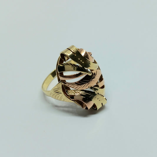 Zlatý prsten 14k 585/1000 - zlato žluté a červené - použité - vel. 61