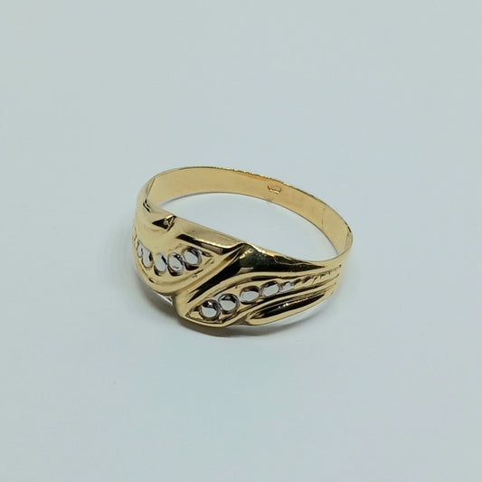 Zlatý prsten 14k 585/1000 - zlato žluté a bílé - nové - vel. 63