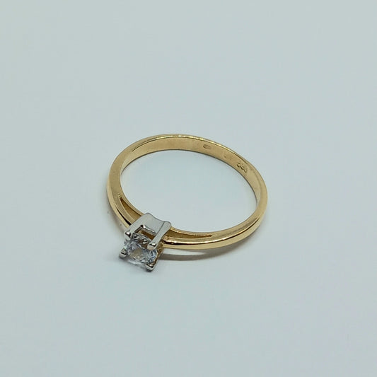 Zlatý prsten 14k 585/1000 - zlato žluté a bílé - nové - vel. 54