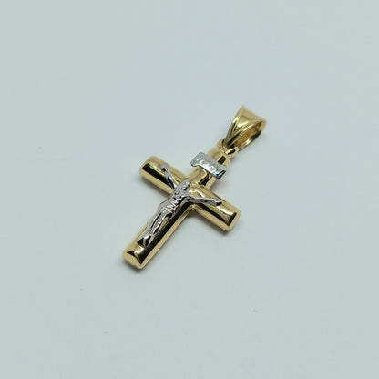 Zlatý přívěšek 14k 585/1000 Kříž - zlaté žluté a bílé - nové