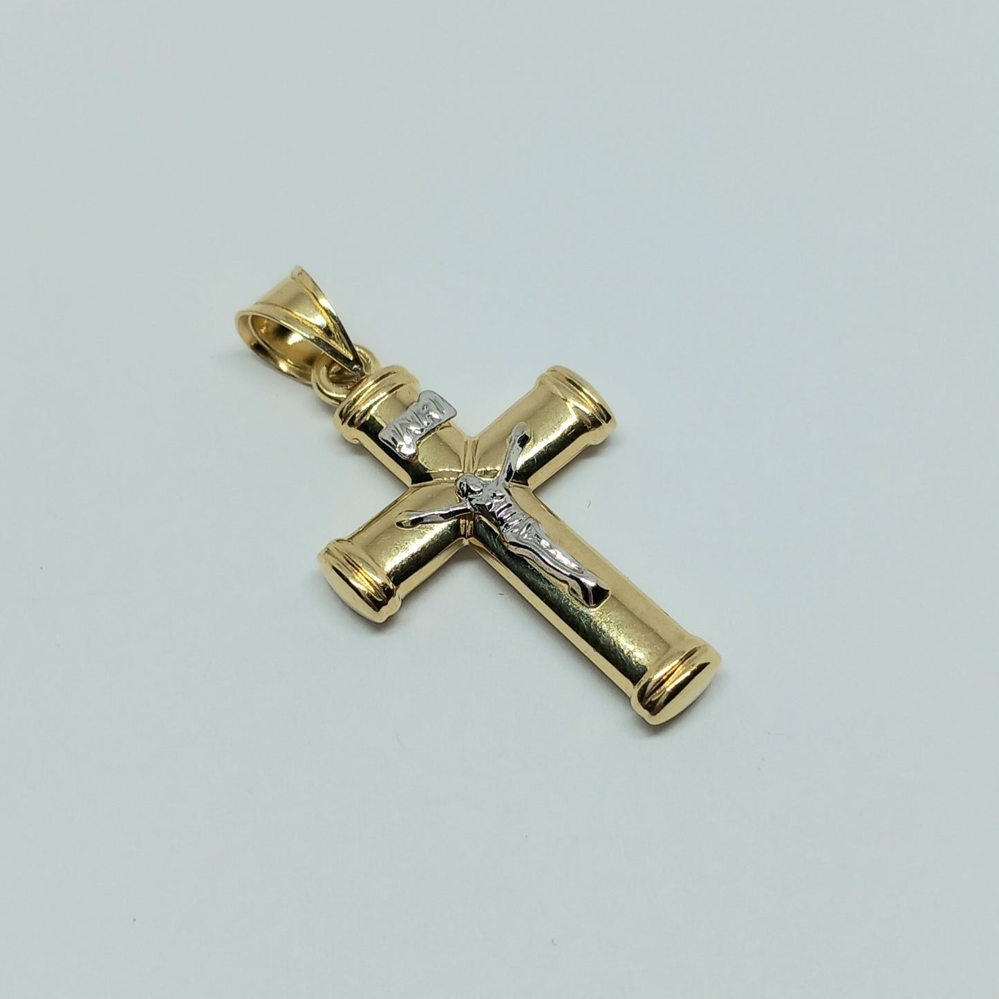 Zlatý přívěšek 14k 585/1000 Kříž - zlato žluté a bílé - nové