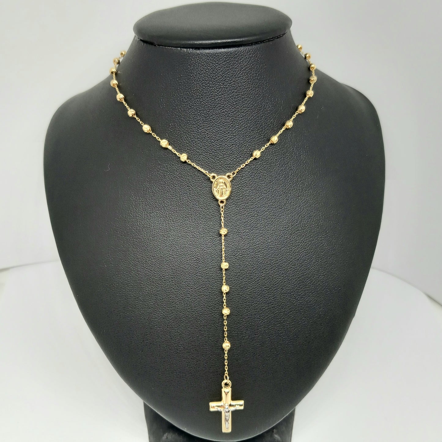 Zlatý řetěz 14k 585/1000 Růženec - zlato žluté a bílé - nové 57cm