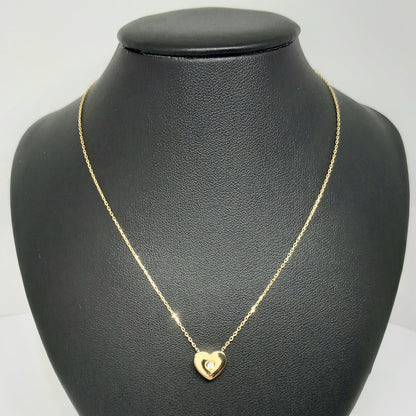 Zlatý řetěz a přívěšek 14k 585/1000 Srdce - zlato žluté - nové - 42cm