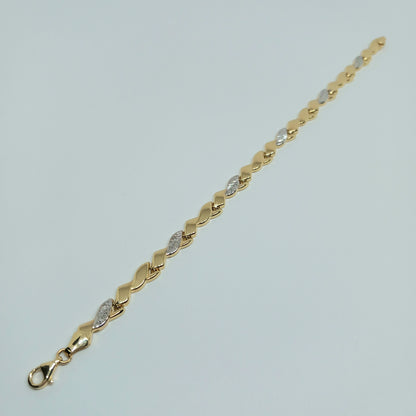 Zlatý náramek 14k 585/1000 - zlato žluté a bílé - nové - 18,5cm