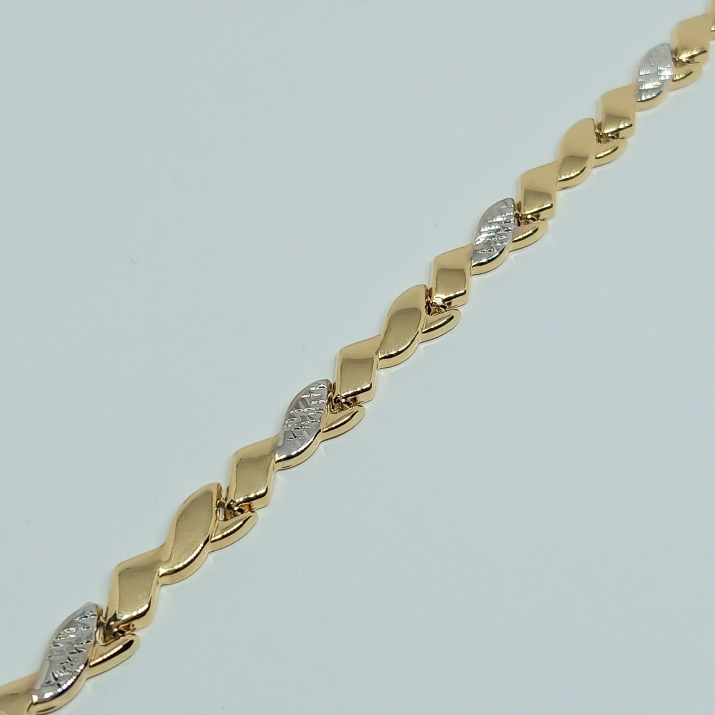 Zlatý náramek 14k 585/1000 - zlato žluté a bílé - nové - 18,5cm