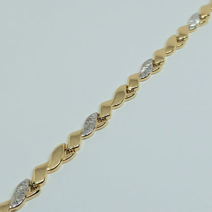Zlatý náramek 14k 585/1000 - zlato žluté a bílé - nové - 18,5cm