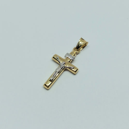 Zlatý přívěšek 14k 585/1000 Kříž - zlato žluté a bílé - nové