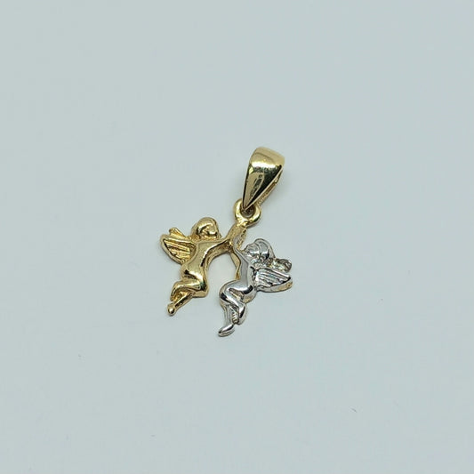 Zlatý přívěšek 14k 585/1000 Andělíčci - zlato žluté a bílé - nové