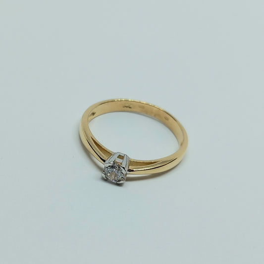 Zlatý prsten 14k 585/1000 - zlato žluté a bílé - nové - vel. 56