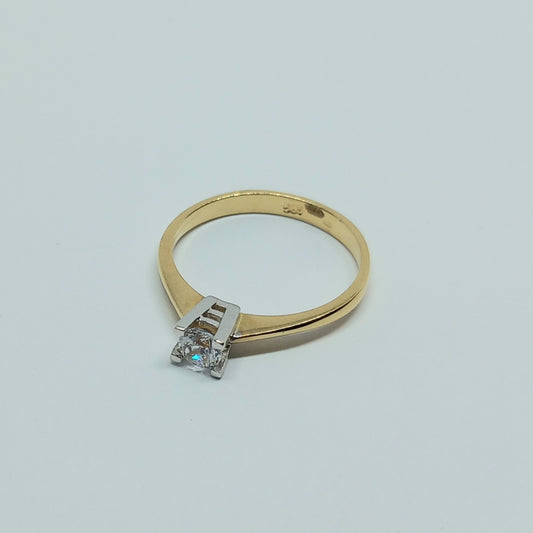 Zlatý prsten 14k 585/1000 - zlato žluté a bílé - nové - vel. 56