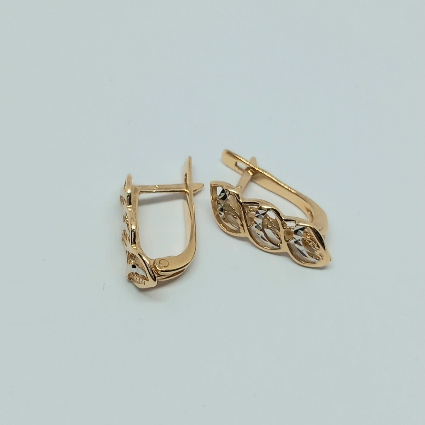 Zlaté náušnice 14k 585/1000 visací - růžové a bílé - jako nové