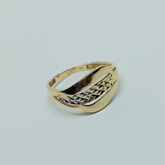 Zlatý prsten 14k 585/1000 - zlato žluté a bílé - použité - vel. 56