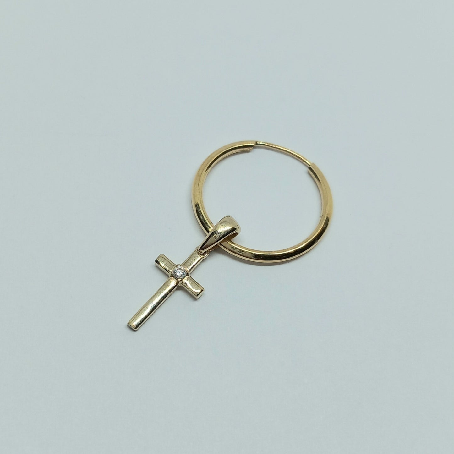 Zlaté náušnice 14k 585/1000 Kruh a Kříž - zlato žluté - použité