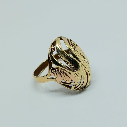 Zlatý prsten 14k 585/1000 - zlato žluté a růžové - použité - vel. 56