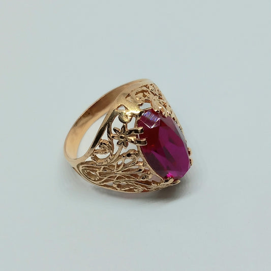 Zlatý prsten 14k 585/1000 - zlato růžové - použité - vel. 57