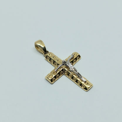 Přívěšek ze žlutého a bílého zlata 14k . Kříž . 1,28g . stav A1