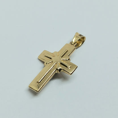 Přívěšek ze žlutého a bílého zlata 14k . Kříž . 0,96g . stav A1