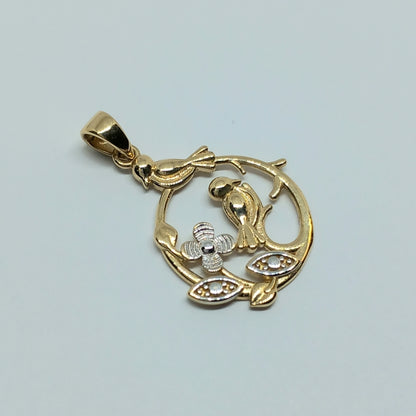 Přívěšek ze žlutého a bílého zlata 14k . Ptáček . 1,50g . stav A1