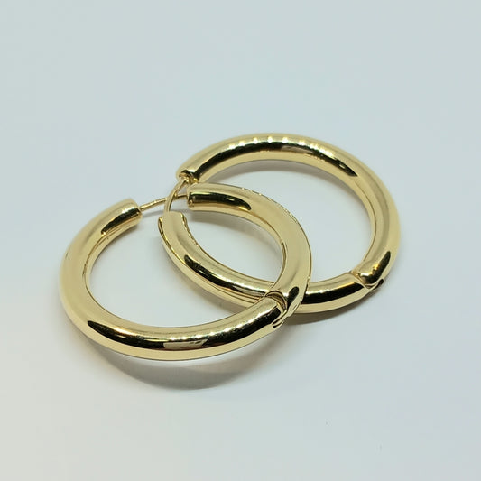Náušnice ze žlutého zlata 14k . Kruhy . 4,50g . stav A1