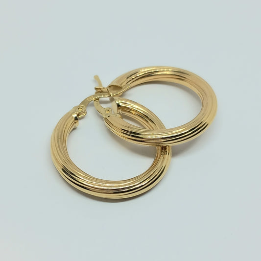 Náušnice ze žlutého zlata 14k . Kruhy . 3,39g . stav A1