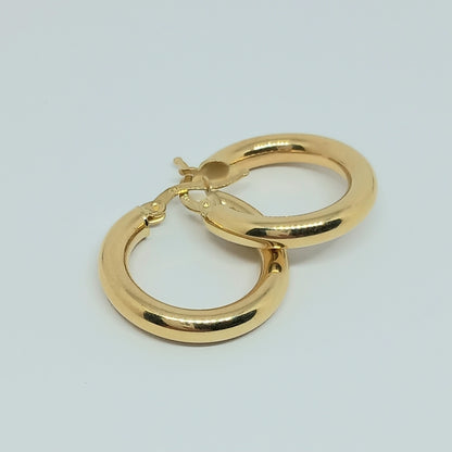 Náušnice ze žlutého zlata 14k . Kruhy . 3,24g . stav A1