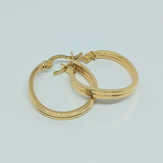 Náušnice ze žlutého zlata 14k . Kruhy . 2,44g . stav A1