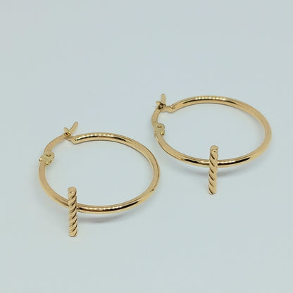 Náušnice ze žlutého zlata 14k . Kruhy . 1,74g . stav A1