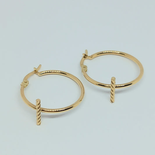 Náušnice ze žlutého zlata 14k . Kruhy . 1,74g . stav A1