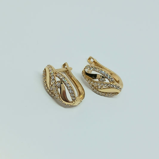 Náušnice ze žlutého zlata 14k . Visací . 2,58g . stav A1