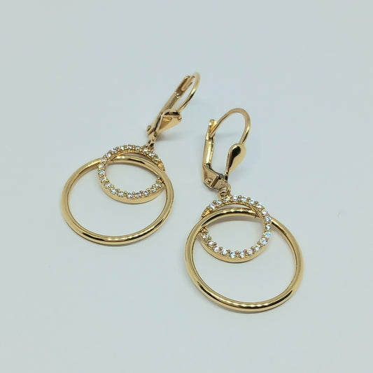 Náušnice ze žlutého zlata 14k . Visací . 2,90g . stav A1