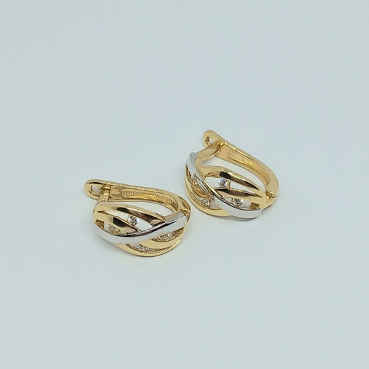 Náušnice ze žlutého a bílého zlata 14k . Visací . 2,38g . stav A1