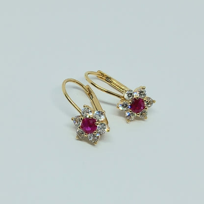 Dětské náušnice ze žlutého zlata 14k . Visací . Květ . 1,89g . stav A