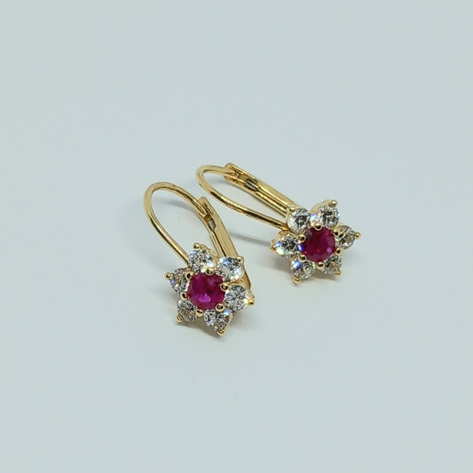 Dětské náušnice ze žlutého zlata 14k . Visací . Květ . 1,89g . stav A