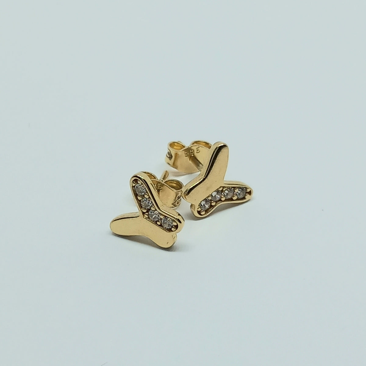 Náušnice ze žlutého zlata 14k . Pecky . Motýl . 1,26g . stav A1