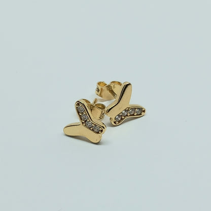 Náušnice ze žlutého zlata 14k . Pecky . Motýl . 1,26g . stav A1