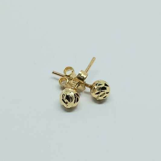 Náušnice ze žlutého zlata 14k . Pecky . Kulička . 0,85g . stav A1